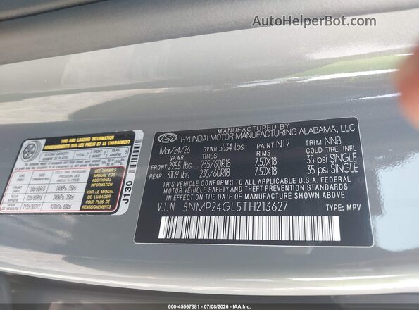 5NMP24GL5TH213627 2026 HYUNDAI SANTA FE Gray Вид підкапотного простору
