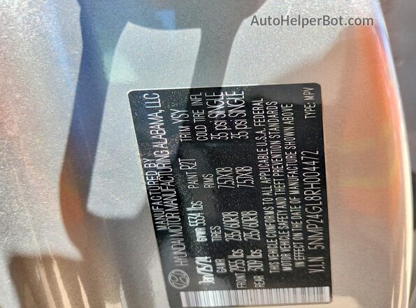 5NMP24GL8RH004472 2024 HYUNDAI SANTA Серебряный Вид наклейки с VIN-кодом
