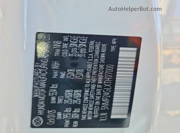 5NMP24GLXTH177000 2026 HYUNDAI SANTA White Սալոնի 360 աստիճան տեսք