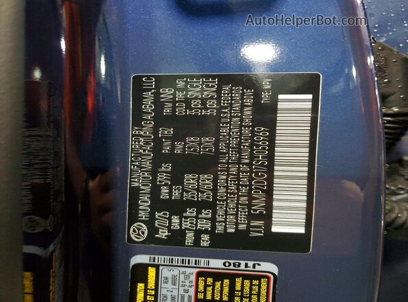 5NMP2DG17SH056969 2025 HYUNDAI SANTA Синий Вид наклейки с VIN-кодом