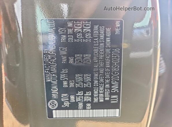 5NMP2DG18SH023706 2025 HYUNDAI SANTA Green Սալոնի 360 աստիճան տեսք