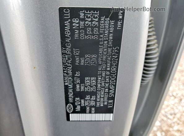 5NMP2DGL0RH024795 2024 HYUNDAI SANTA Silver VIN sticker view