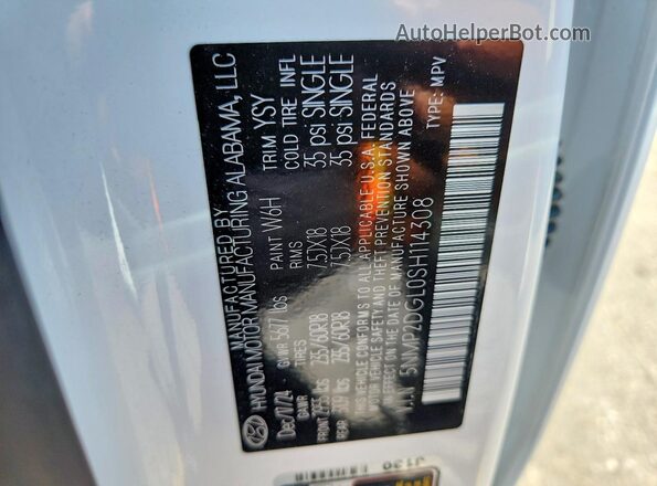 5NMP2DGL0SH114308 2025 HYUNDAI SANTA White VIN sticker view