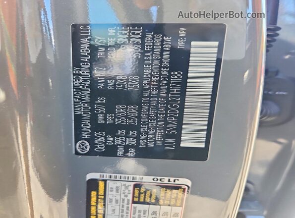 5NMP2DGL2TH171188 2026 HYUNDAI SANTA Gray VIN კოდის სტიკერის ხედი