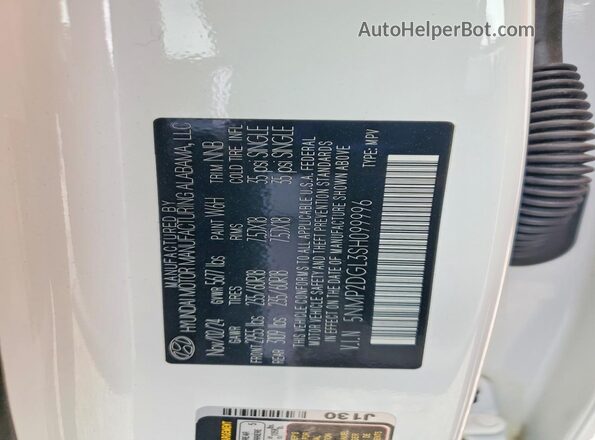 5NMP2DGL3SH099996 2025 HYUNDAI SANTA White Vista interior de 360 grados
