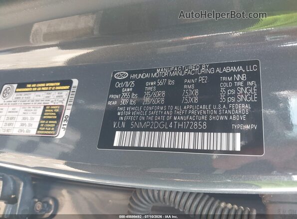 5NMP2DGL4TH172858 2026 HYUNDAI SANTA FE Gray Вид підкапотного простору