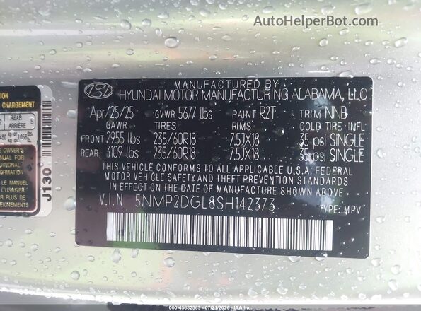 5NMP2DGL8SH142373 2025 HYUNDAI SANTA FE Gray Vista del compartimento del motor