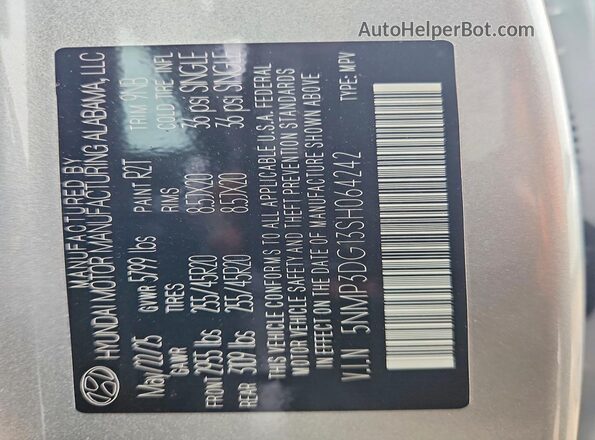 5NMP3DG13SH064242 2025 HYUNDAI SANTA Silver Вид підкапотного простору