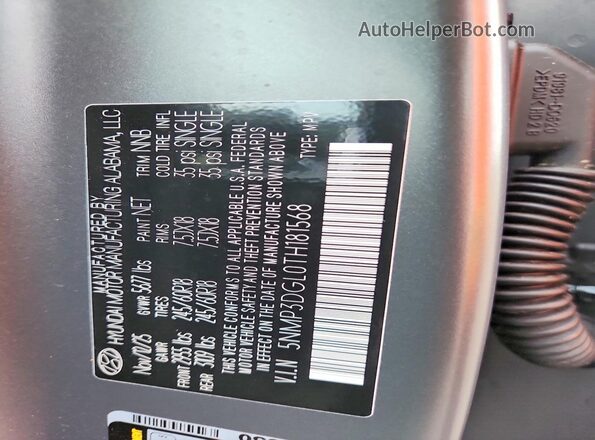 5NMP3DGL0TH181568 2026 HYUNDAI SANTA Charcoal Widok naklejki z numerem VIN