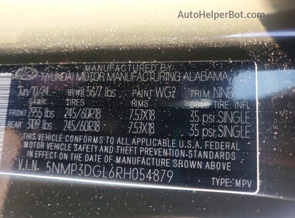 5NMP3DGL6RH054879 2024 HYUNDAI SANTA Green Widok naklejki z numerem VIN
