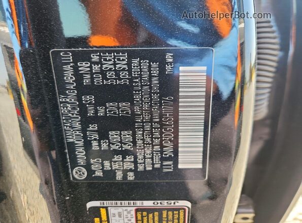 5NMP3DGL6SH117176 2025 HYUNDAI SANTA Black Vista de la etiqueta del VIN