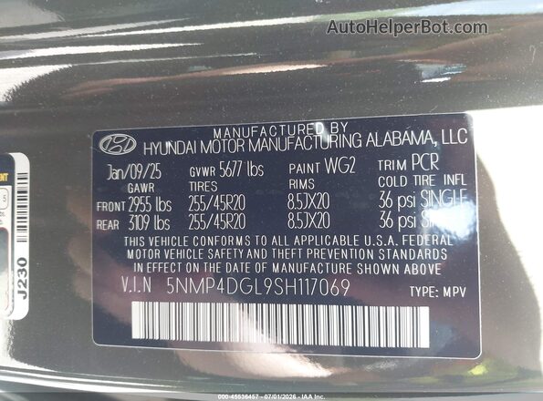 5NMP4DGL9SH117069 2025 HYUNDAI SANTA FE Green ძრავის განყოფილების ხედი