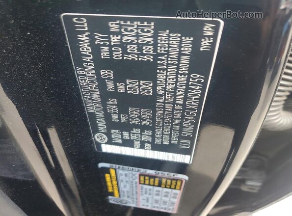 5NMP54GLXRH064759 2024 HYUNDAI SANTA Черный Вид наклейки с VIN-кодом