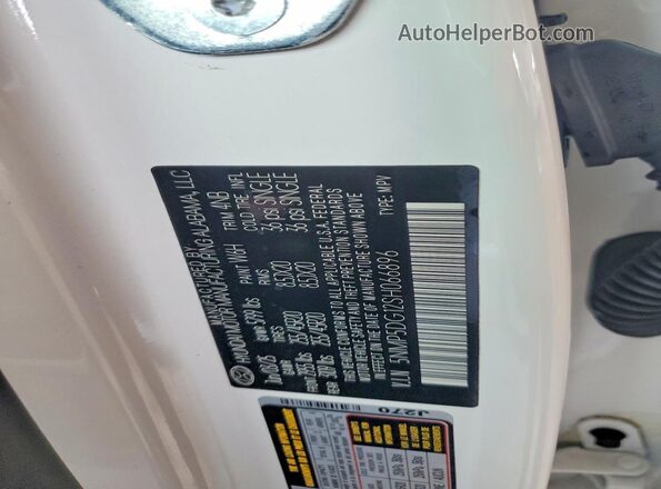5NMP5DG12SH066896 2025 HYUNDAI SANTA White VIN կոդի պիտակի տեսք