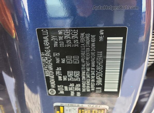 5NMP5DG18SH039444 2025 HYUNDAI SANTA Blue VIN sticker view