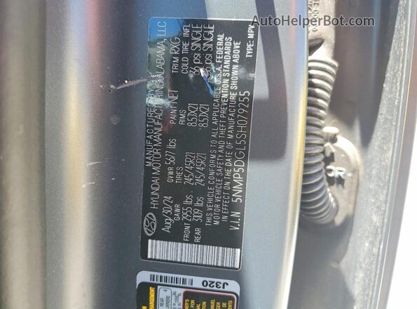 5NMP5DGL5SH079255 2025 HYUNDAI SANTA Charcoal Vista interior de 360 grados