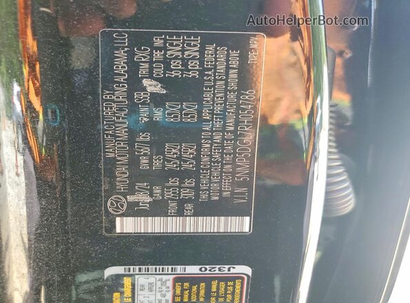 5NMP5DGL7RH054786 2024 HYUNDAI SANTA Black Widok naklejki z numerem VIN