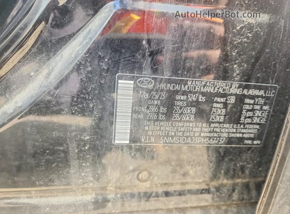 5NMS1DAJ3PH567737 2023 HYUNDAI SANTA Black VIN կոդի պիտակի տեսք