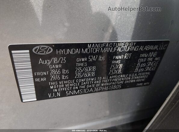 5NMS1DAJ6PH613805 2023 HYUNDAI SANTA FE Серебряный Вид подкапотного пространства