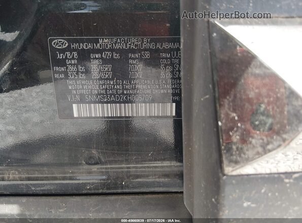 5NMS23AD2KH005709 2019 HYUNDAI SANTA FE Black Շարժիչի բաժամունքի տեսք