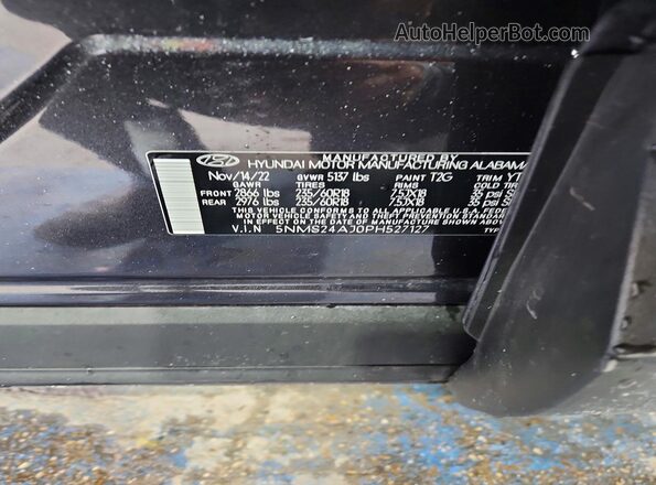5NMS24AJ0PH527127 2023 HYUNDAI SANTA Серый Вид наклейки с VIN-кодом