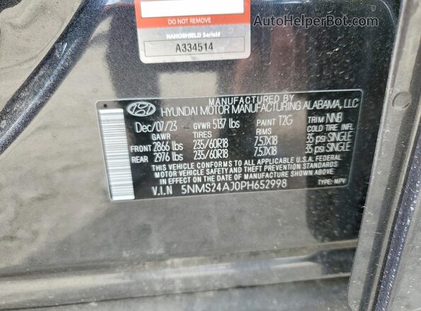 5NMS24AJ0PH652998 2023 HYUNDAI SANTA Gray 360 interior view