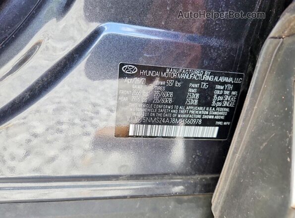 5NMS24AJ8MH360978 2021 HYUNDAI SANTA Charcoal Շարժիչի բաժամունքի տեսք