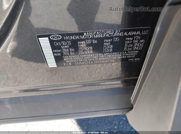 5NMS24AJ8PH640114 2023 HYUNDAI SANTA FE Gray Engine compartment view