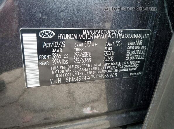 5NMS24AJ9PH569988 2023 HYUNDAI SANTA Угольный Панорамный вид салона 360°