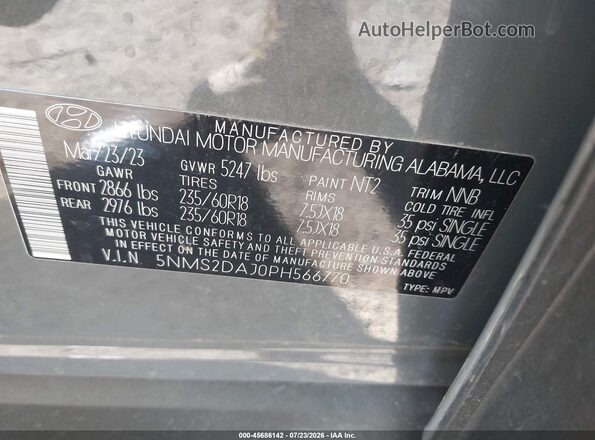 5NMS2DAJ0PH566770 2023 HYUNDAI SANTA FE Серый Вид подкапотного пространства