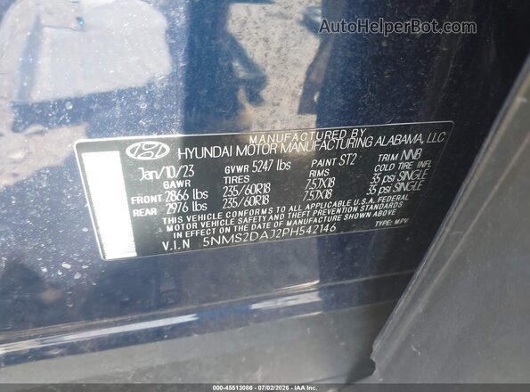 5NMS2DAJ2PH542146 2023 HYUNDAI SANTA FE Синий Вид подкапотного пространства