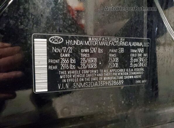 5NMS2DAJ3PH528689 2023 HYUNDAI SANTA Black Սալոնի 360 աստիճան տեսք