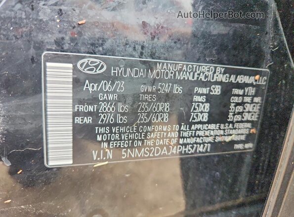 5NMS2DAJ4PH571471 2023 HYUNDAI SANTA Black 360 interior view