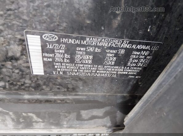 5NMS2DAJ5NH483736 2022 HYUNDAI SANTA FE Black Vista del compartimento del motor