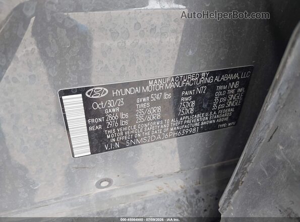 5NMS2DAJ6PH639981 2023 HYUNDAI SANTA FE Серый Вид подкапотного пространства