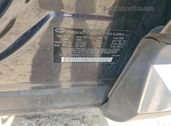 5NMS33AD7LH201661 2020 HYUNDAI SANTA Gray Вид підкапотного простору