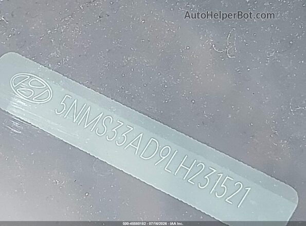 5NMS33AD9LH231521 2020 HYUNDAI SANTA FE Silver 