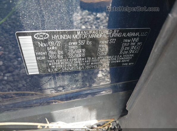 5NMS34AJ8PH525493 2023 HYUNDAI SANTA FE Blue Շարժիչի բաժամունքի տեսք