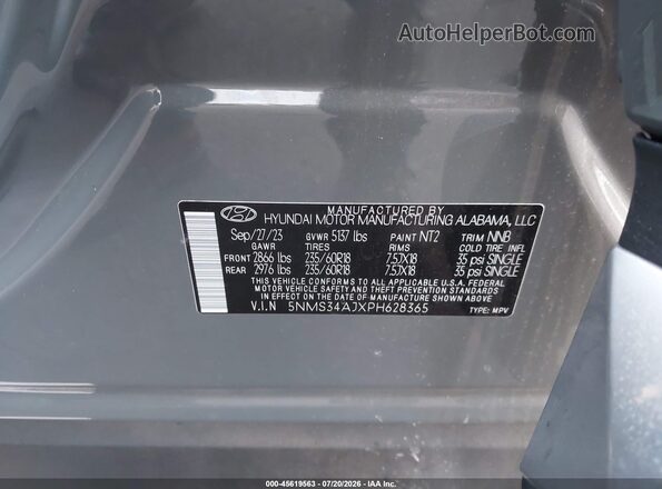 5NMS34AJXPH628365 2023 HYUNDAI SANTA FE Gray Vista del compartimento del motor