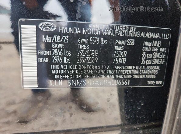 5NMS3DA11PH006561 2023 HYUNDAI SANTA Черный Панорамный вид салона 360°