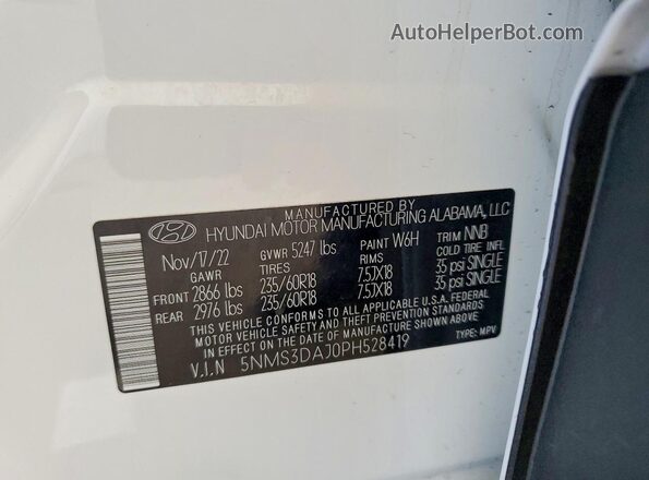 5NMS3DAJ0PH528419 2023 HYUNDAI SANTA White Սալոնի 360 աստիճան տեսք