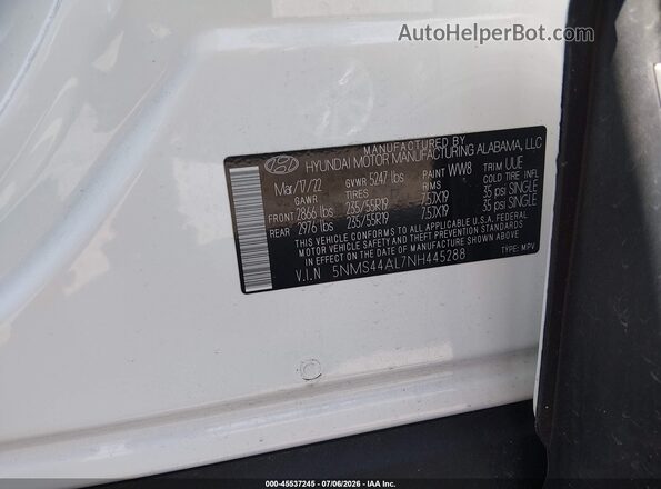 5NMS44AL7NH445288 2022 HYUNDAI SANTA FE White Engine compartment view