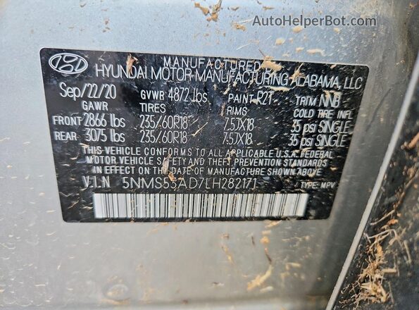 5NMS53AD7LH282171 2020 HYUNDAI SANTA Silver Engine compartment view