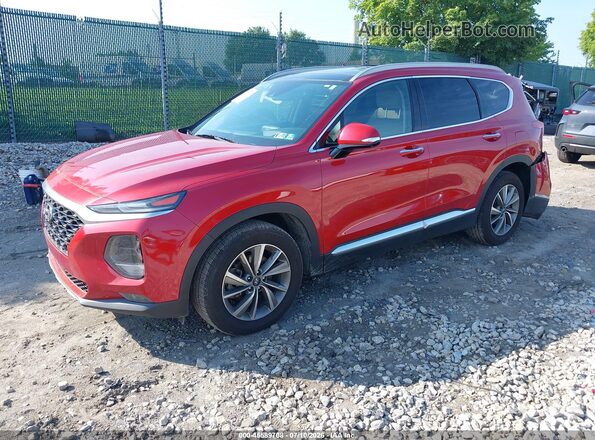 5NMS53ADXKH011829 2019 HYUNDAI SANTA FE Red წინა მარცხენა ხედი სამი მეოთხედიდან