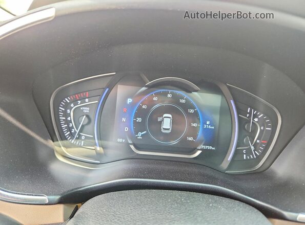 5NMS53ADXKH065048 2019 HYUNDAI SANTA White ხელსაწყოთა პანელის ხედი