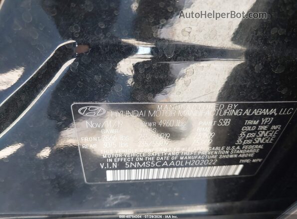 5NMS5CAA0LH202022 2020 HYUNDAI SANTA FE Black Vista del compartimento del motor