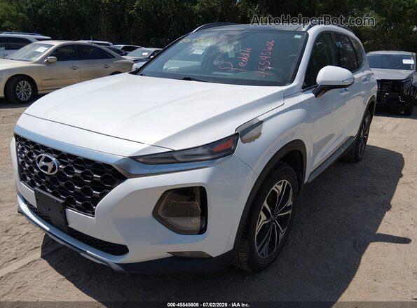 5NMS5CAA4KH018801 2019 HYUNDAI SANTA FE White წინა მარცხენა ხედი სამი მეოთხედიდან