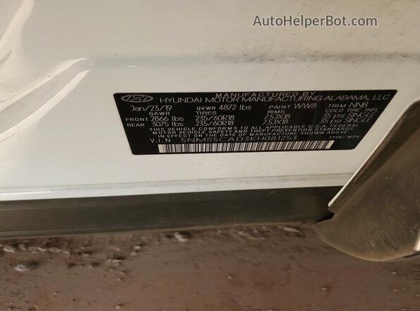 5NMS5CAD3KH081253 2019 HYUNDAI SANTA White Շարժիչի բաժամունքի տեսք