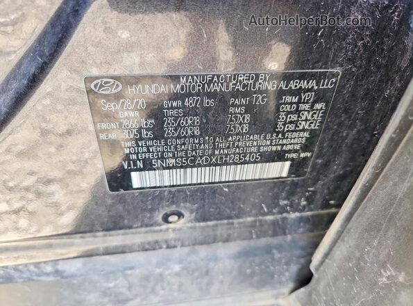 5NMS5CADXLH285405 2020 HYUNDAI SANTA Blue Vista del compartimento del motor