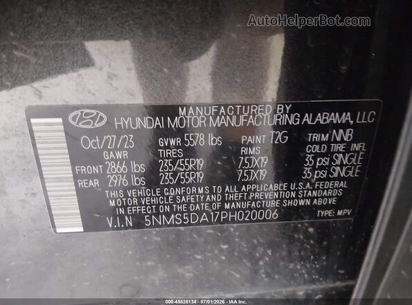 5NMS5DA17PH020006 2023 HYUNDAI SANTA FE HYBRID Gray Engine compartment view